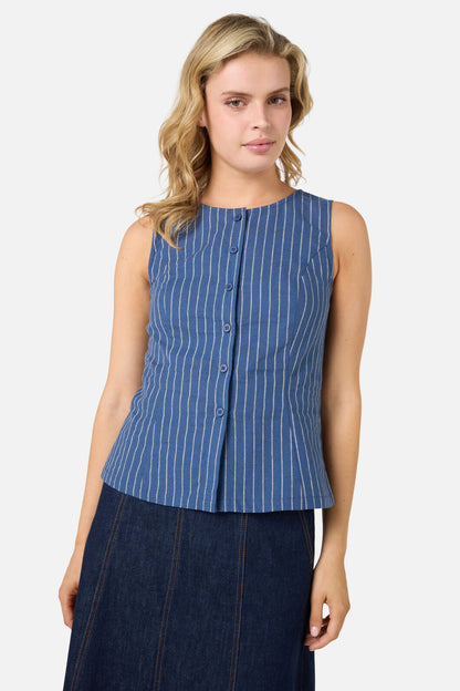Princess Highway - Frankie Pinstripe Vest Top - navy