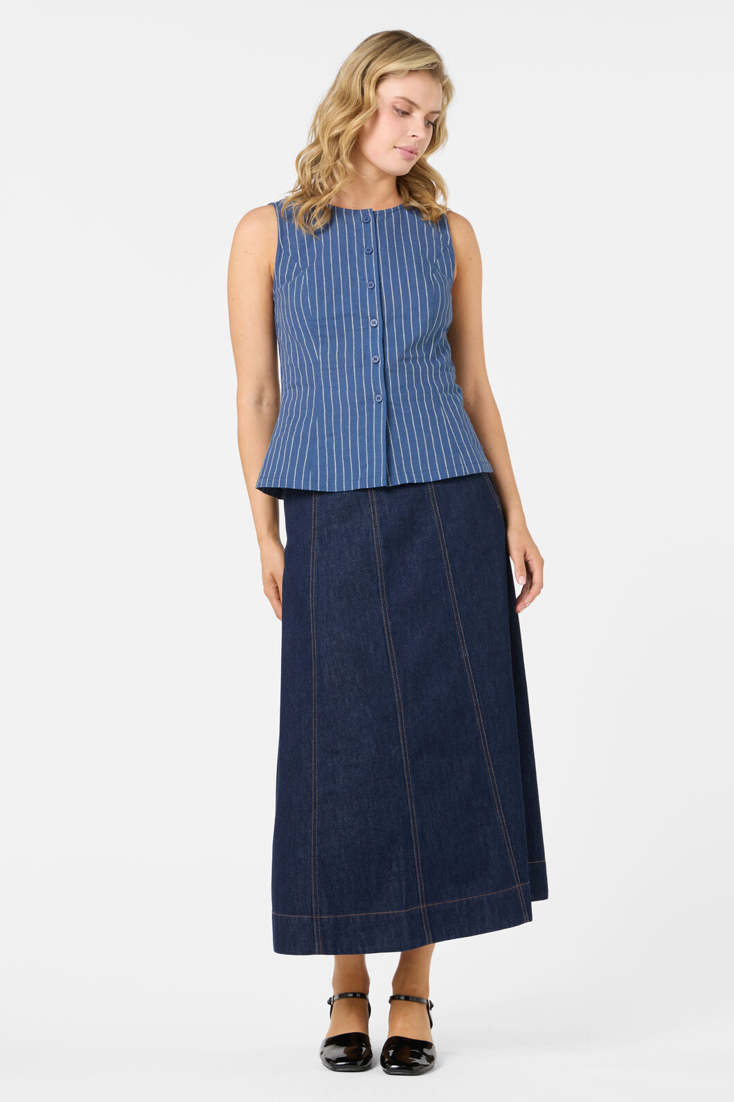 Princess Highway - Frankie Pinstripe Vest Top - navy