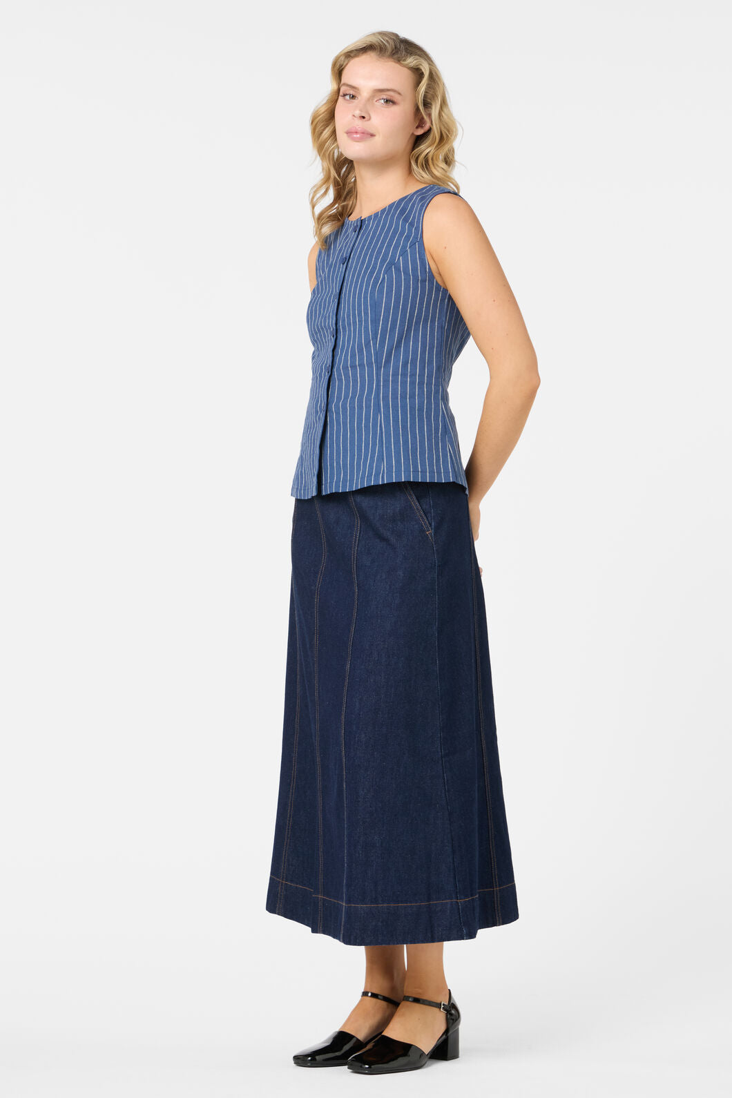 Princess Highway - Frankie Pinstripe Vest Top - navy