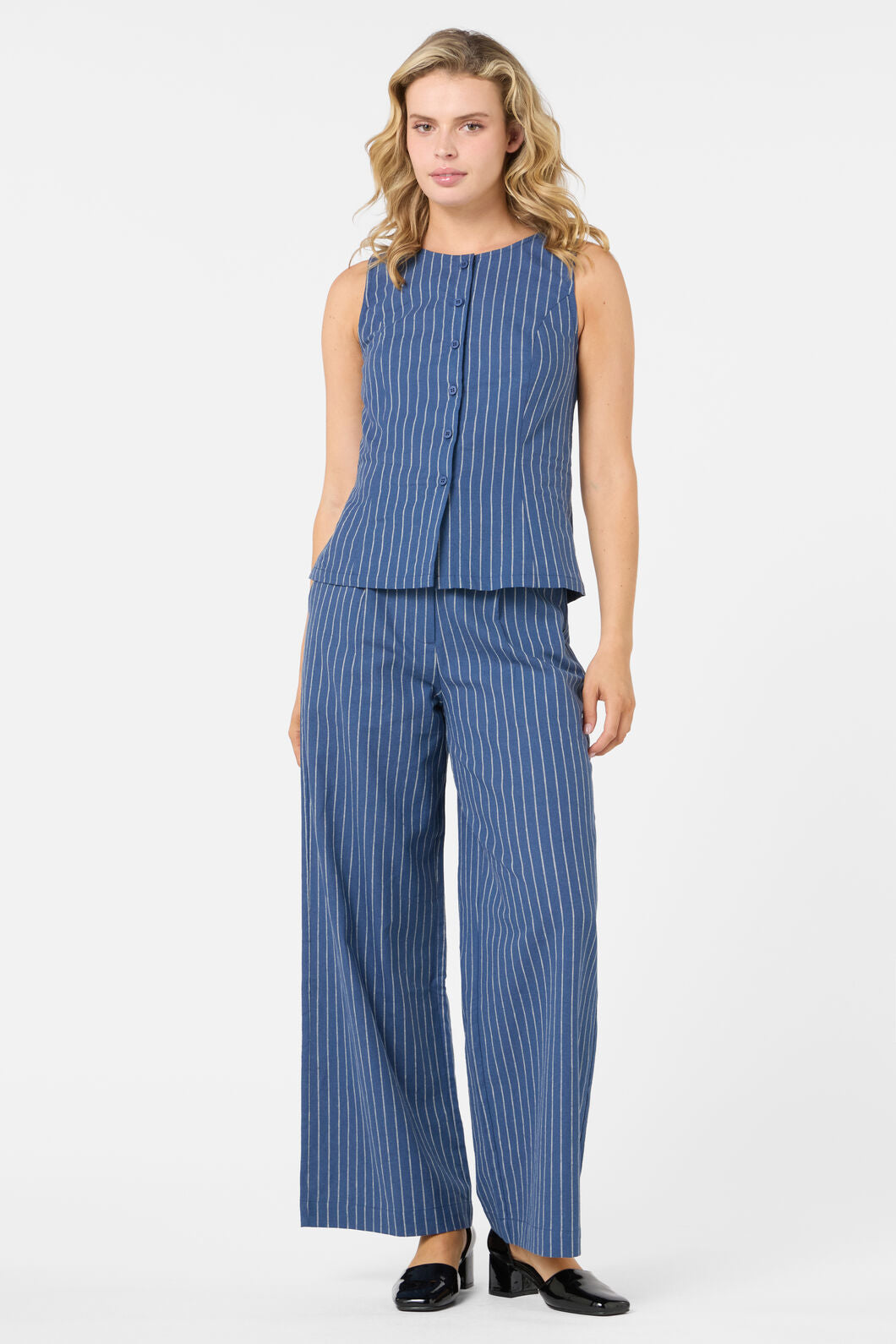 Princess Highway - Frankie Pinstripe Vest Top - navy