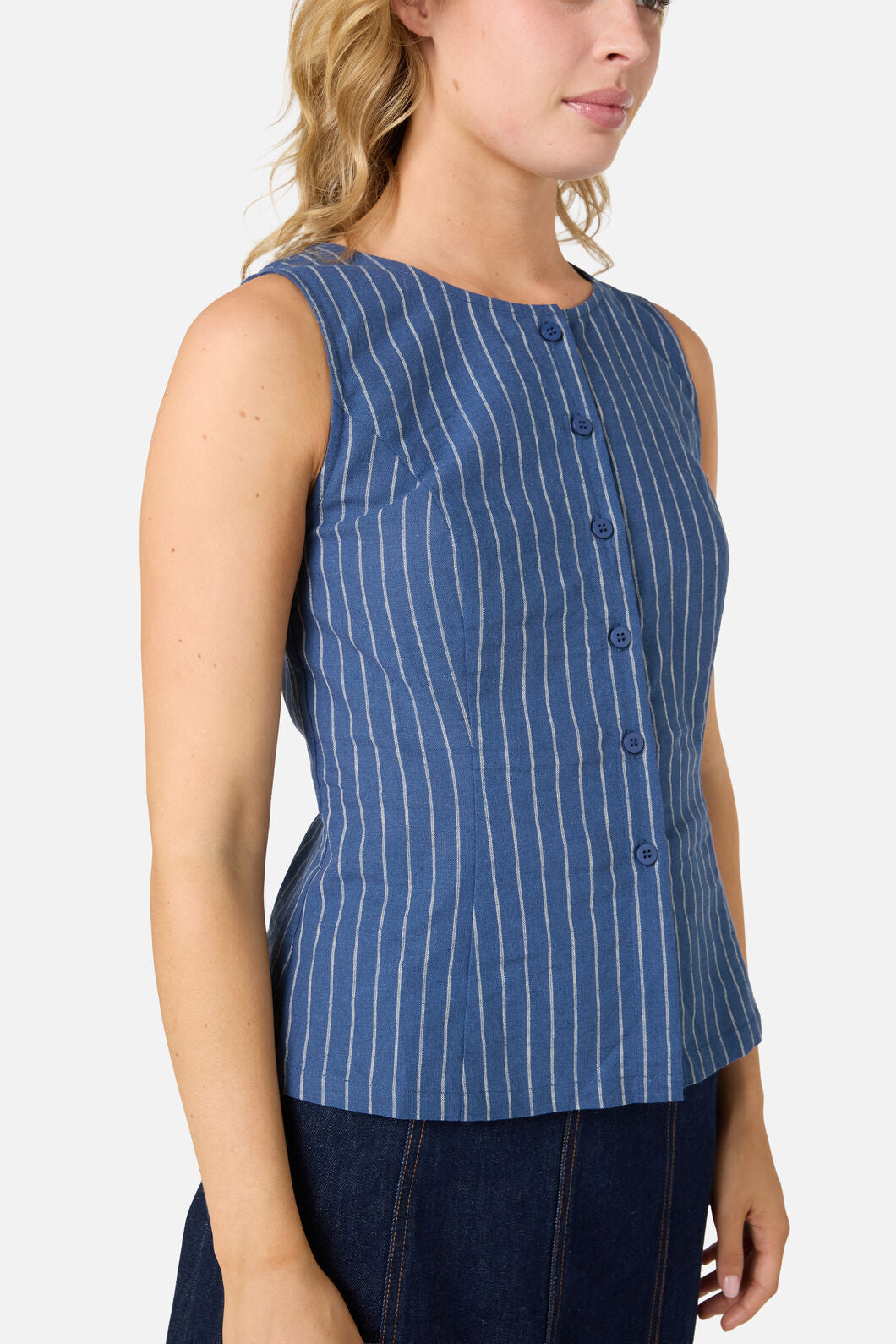 Princess Highway - Frankie Pinstripe Vest Top - navy