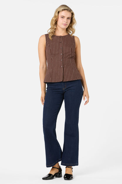 Princess Highway - Frankie Pinstripe Vest Top - chocolate