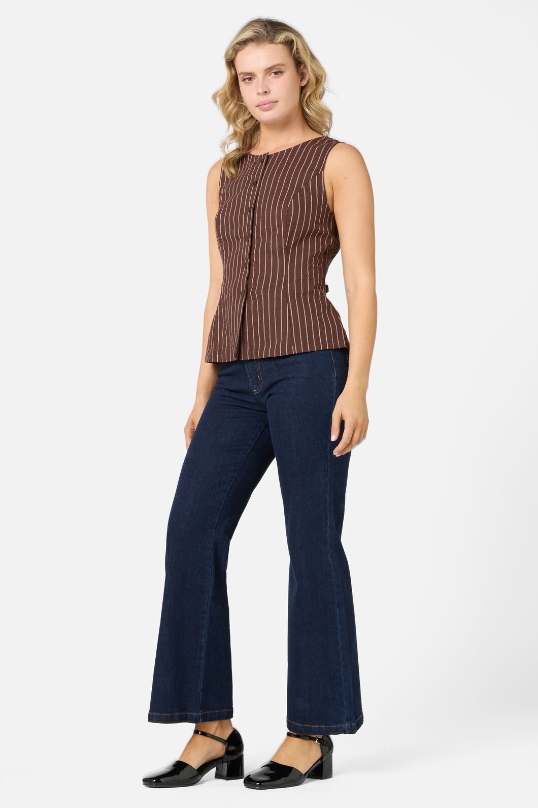 Princess Highway - Frankie Pinstripe Vest Top - chocolate