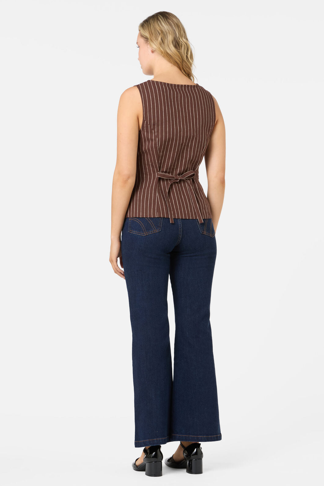 Princess Highway - Frankie Pinstripe Vest Top - chocolate