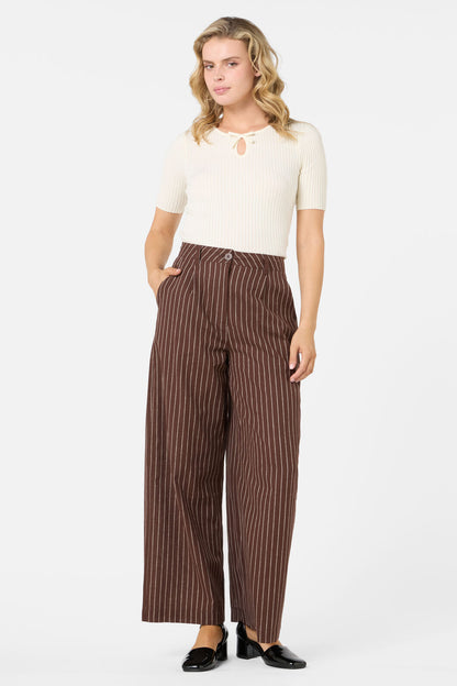 Princess Highway - Frankie Pinstripe Pant - chocolate
