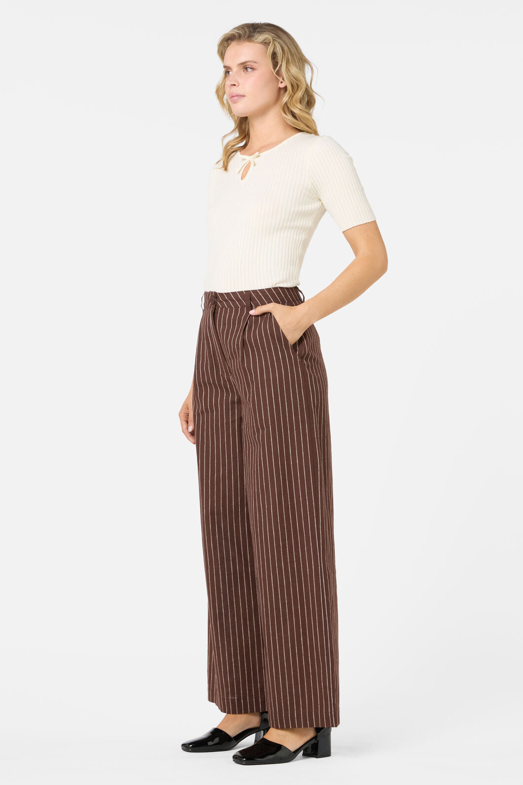 Princess Highway - Frankie Pinstripe Pant - chocolate