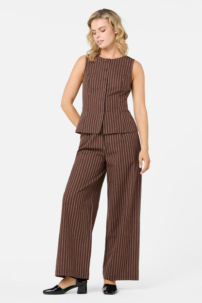 Princess Highway - Frankie Pinstripe Pant - chocolate