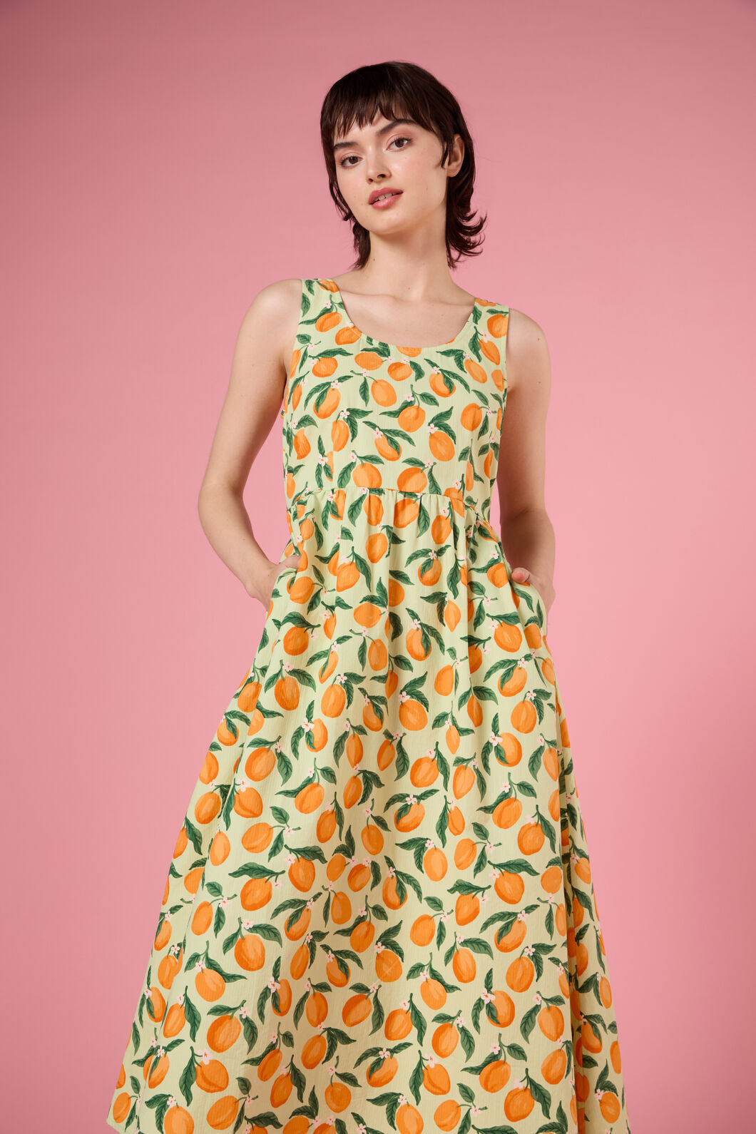 Apricots Gathered Midi Dress Dangerfield Apricots Gathered Midi Dress Dangerfield