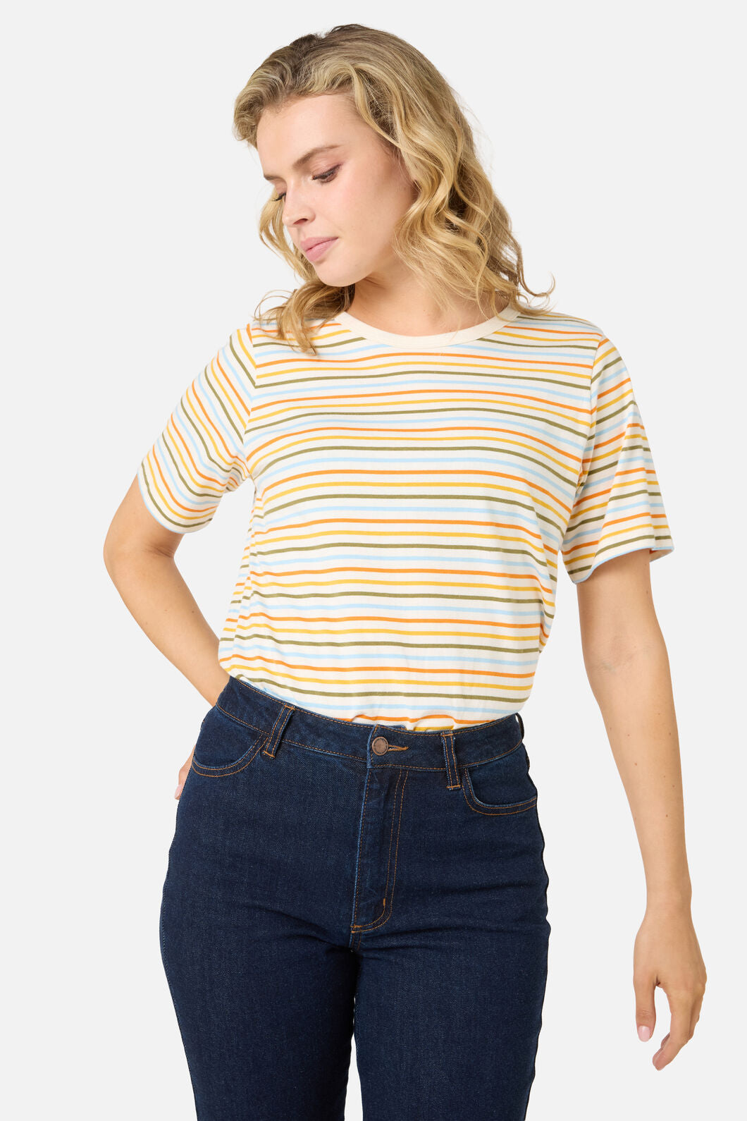 Princess Highway - Susie Retro Stripe Tee - cream-multi