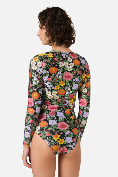 Princess Highway - Floral Field Rashie Swim Top - black