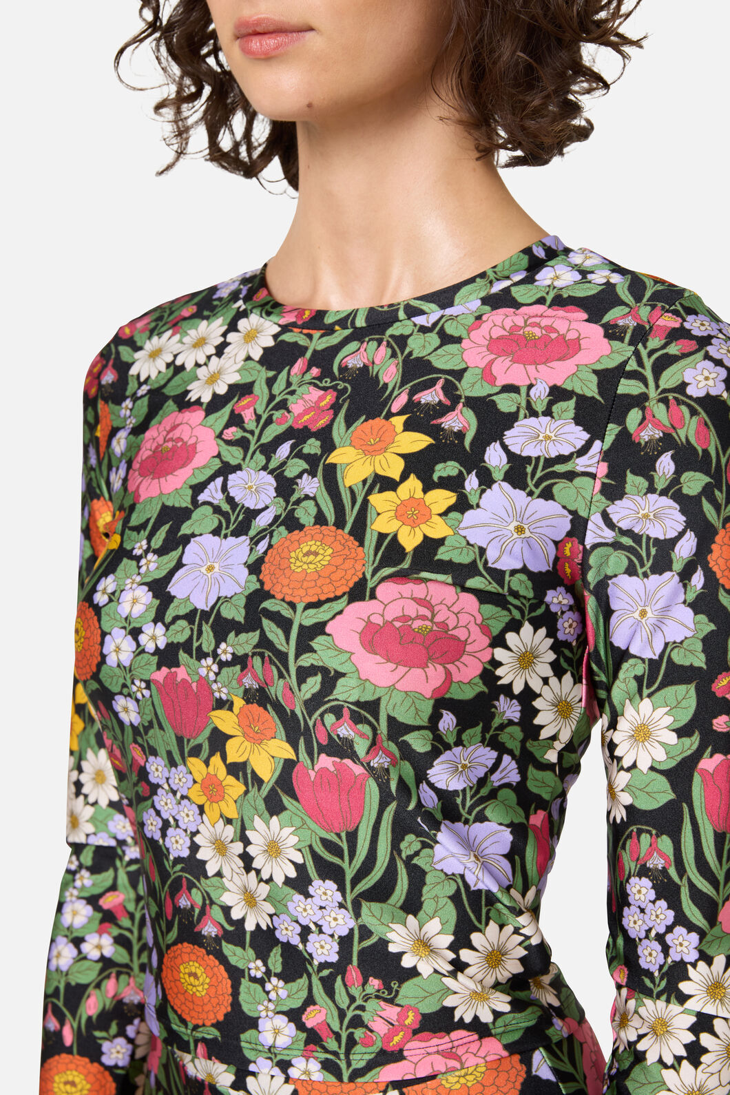 Princess Highway - Floral Field Rashie Swim Top - black