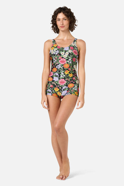 Princess Highway - Floral Field Boyleg One Piece - black
