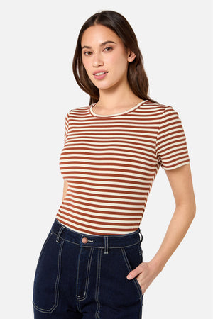 Princess Highway - Jenny Stripe Tee - toffee-cream
