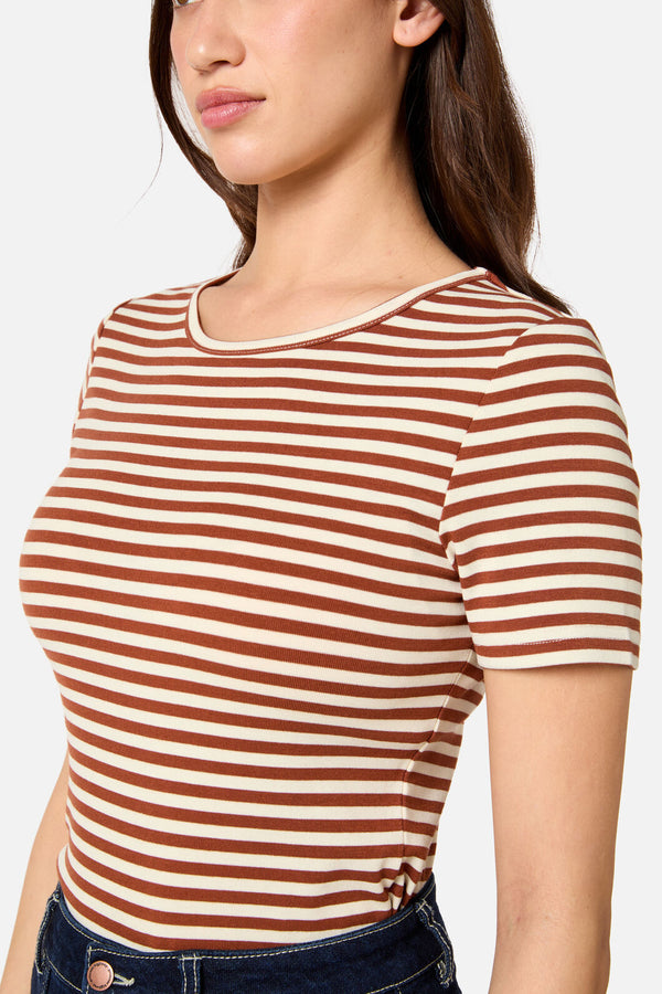 Princess Highway - Jenny Stripe Tee - toffee-cream