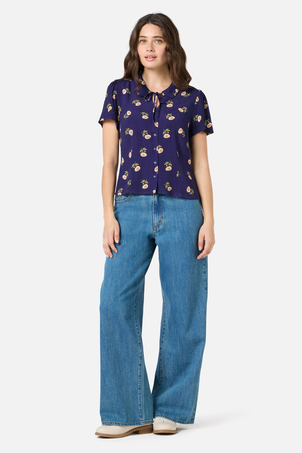 Princess Highway - Marguerite Daisy Blouse - navy