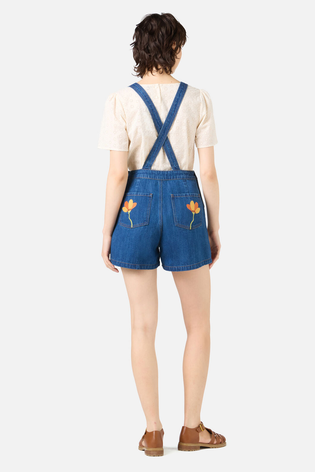Princess Highway - Lulu Embroidered Short Overall - blue-denim