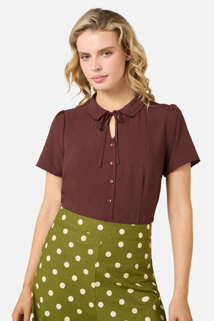 Princess Highway - Josie Short Sleeve Blouse - chocolate