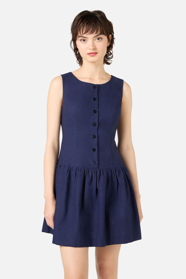 Princess Highway - Sheri Drop Waist Mini Dress - navy