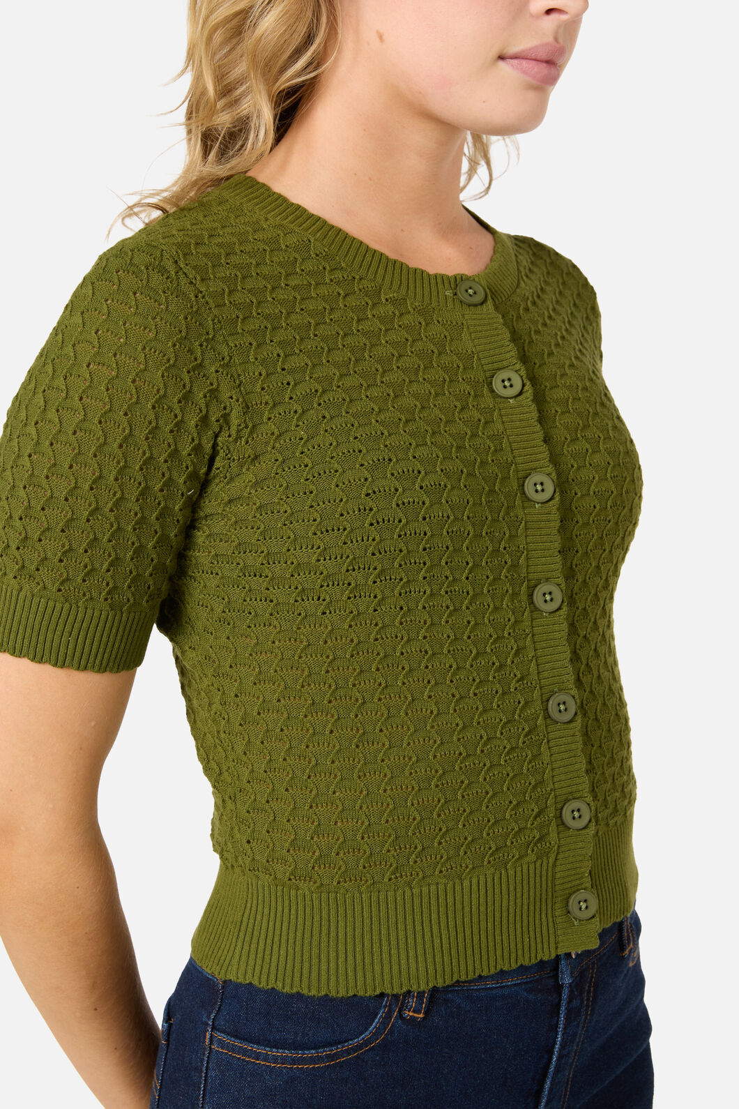 Princess Highway - Garden Short Sleeve Cardigan - olive