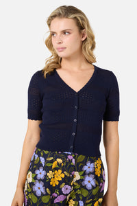 Princess Highway - Mae Short Sleeve Cardigan - navy