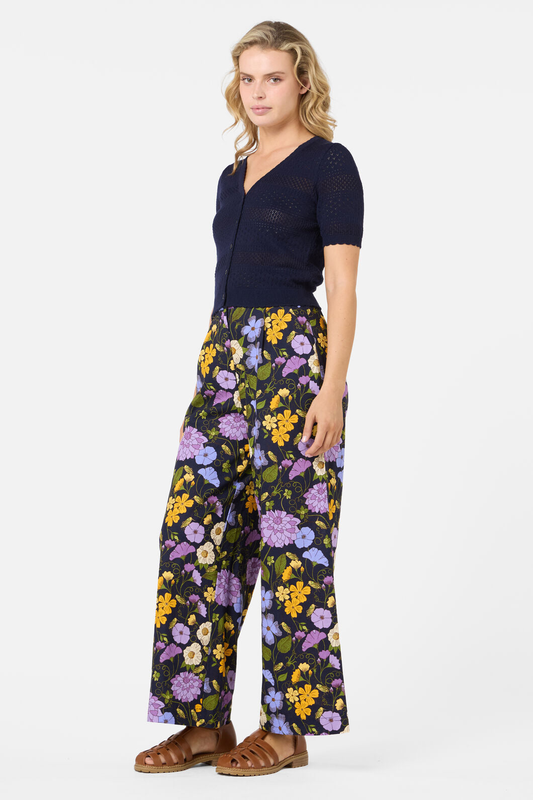 Princess Highway - Mae Short Sleeve Cardigan - navy