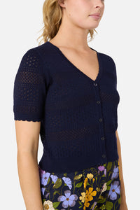 Princess Highway - Mae Short Sleeve Cardigan - navy
