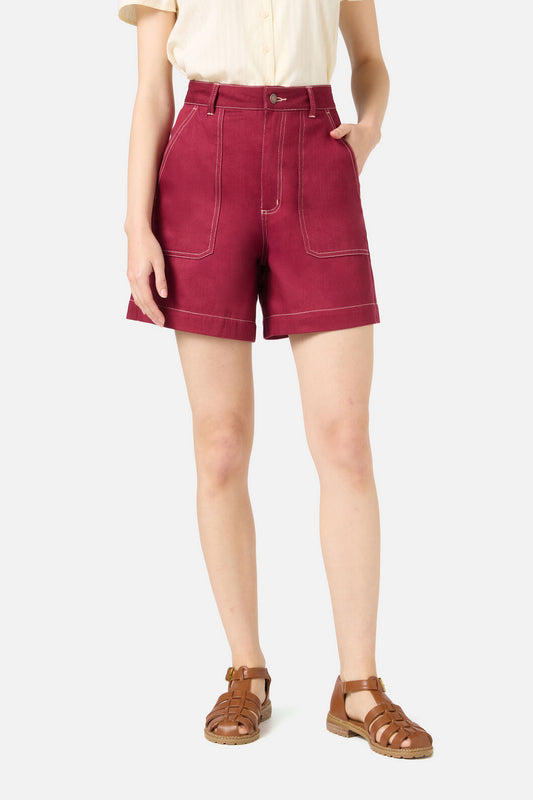 Princess Highway - Ruby Drill Shorts - wine