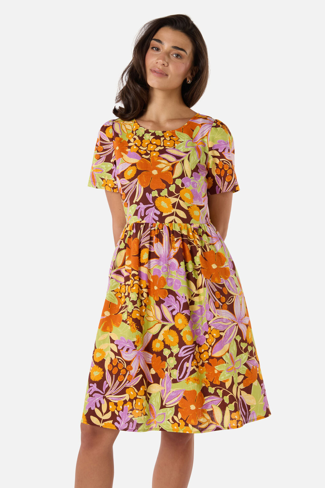 Princess Highway - Lexi Floral Smock Dress - chocolate