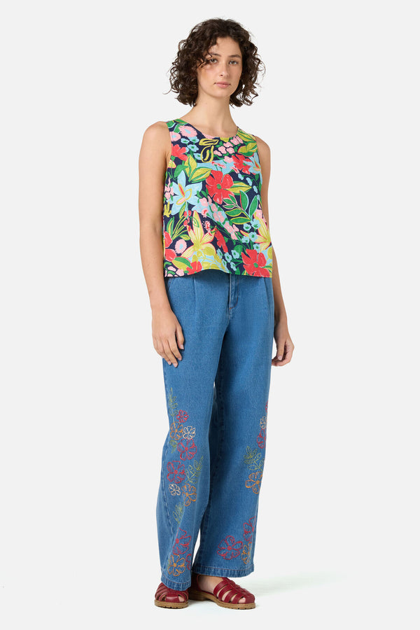 Princess Highway - Lexi Floral Shell Top - navy