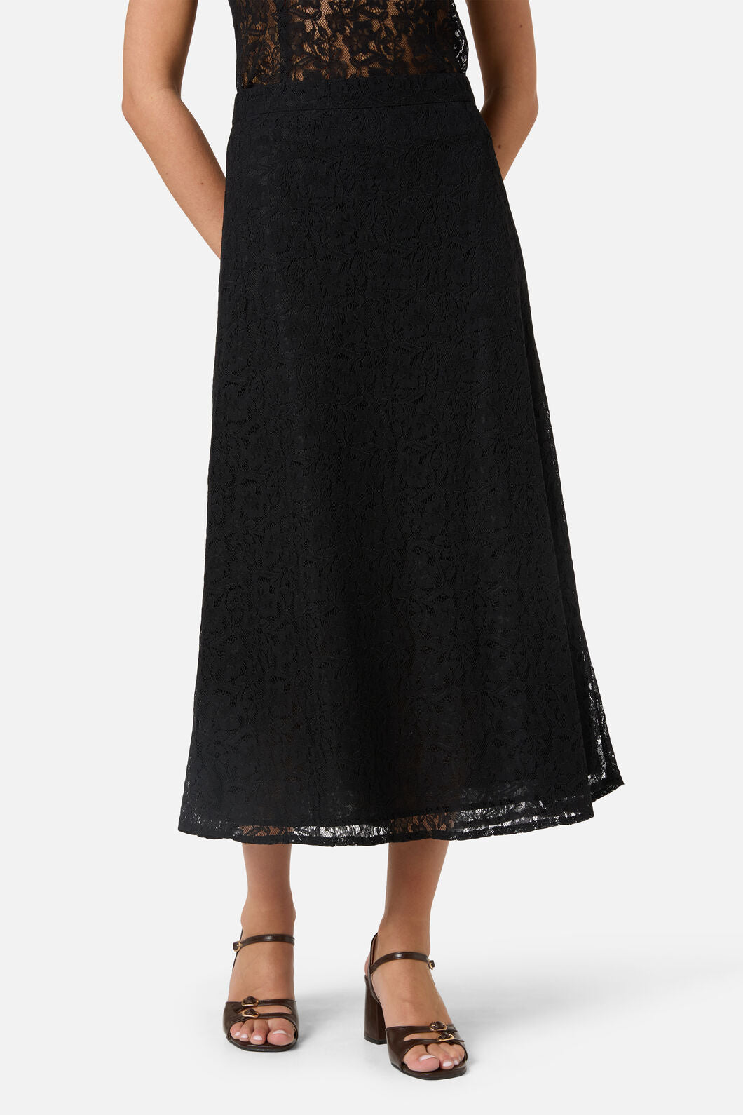 Princess Highway - Amara Lace Midi Skirt - black