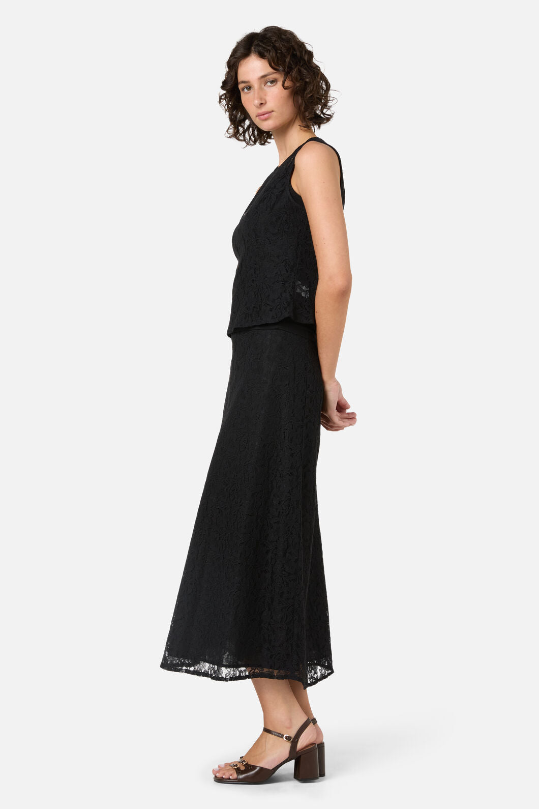 Princess Highway - Amara Lace Midi Skirt - black