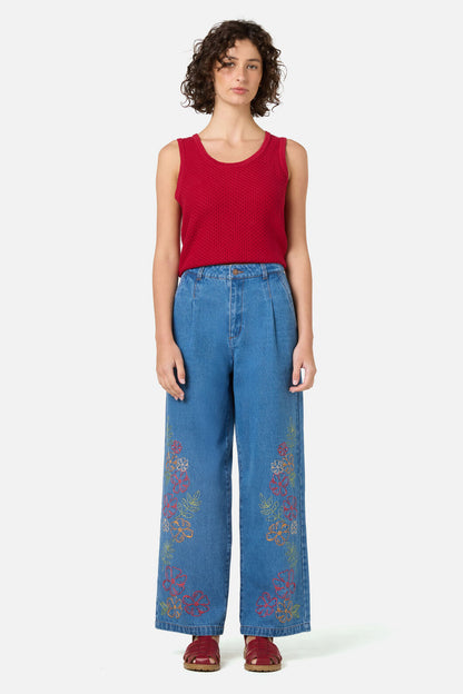Princess Highway - Alexa Flower Embroidered Jean - blue-denim