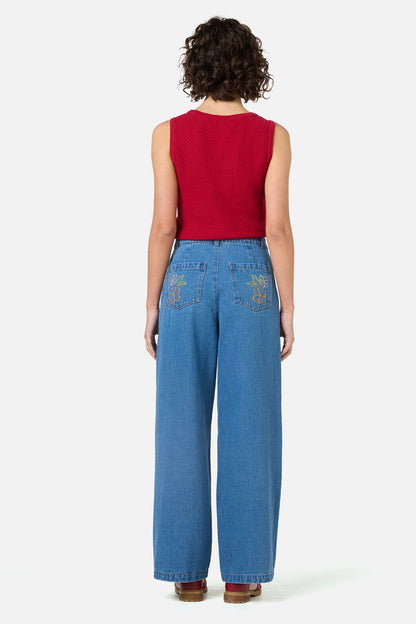 Princess Highway - Alexa Flower Embroidered Jean - blue-denim