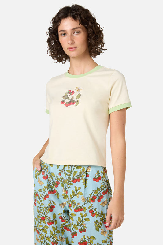 Princess Highway - Cherry Tomatoes Ringer Tee - cream