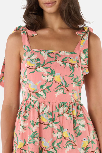 Princess Highway - Yellow Robin Tiered Midi Dress - coral