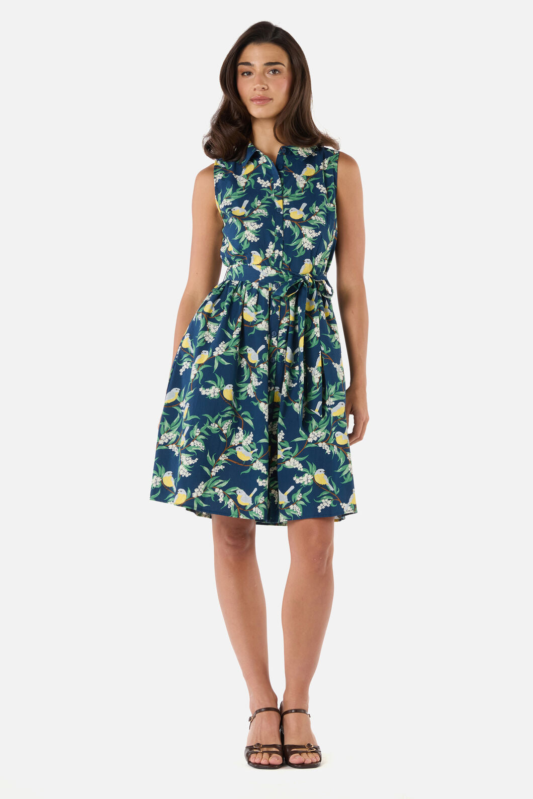 Princess Highway - Yellow Robin Shirt Dress - navy