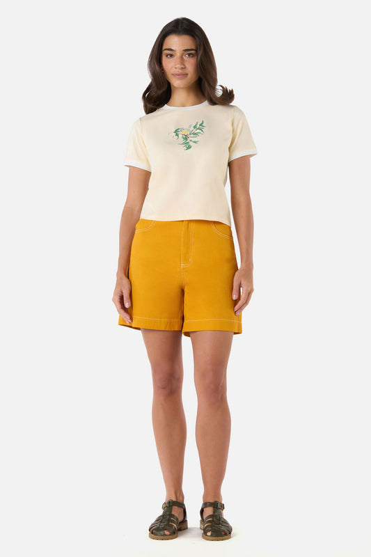 Princess Highway - Yellow Robin Ringer Tee - lemon