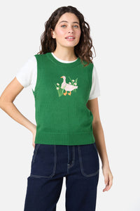 Princess Highway - Goose Embroidered Knit Vest - green