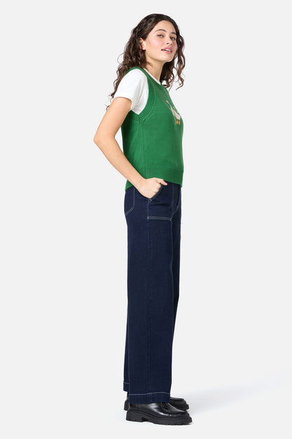 Princess Highway - Goose Embroidered Knit Vest - green