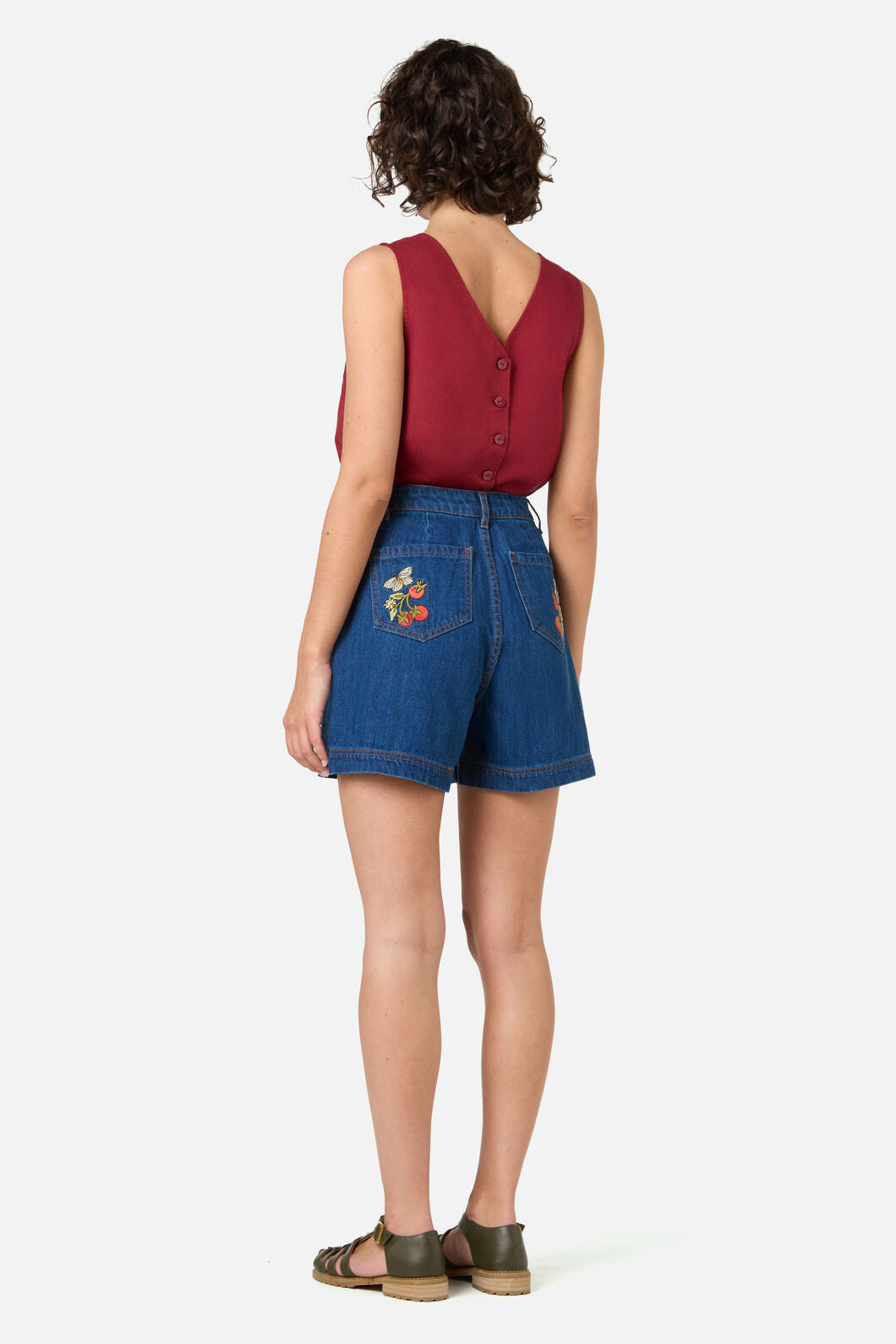 Princess Highway - Tomatoes Embroidered Short - blue-denim