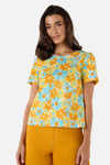 Princess Highway - Vintage Daisy Short Sleeve Top - blue