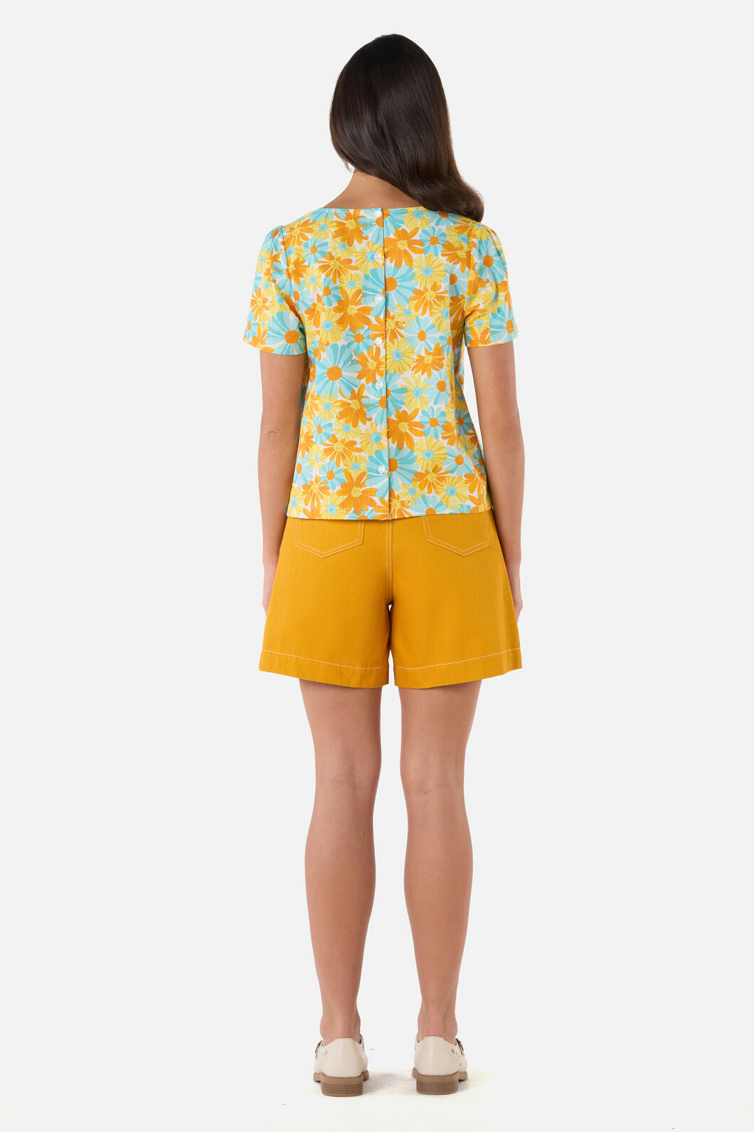 Princess Highway - Vintage Daisy Short Sleeve Top - blue