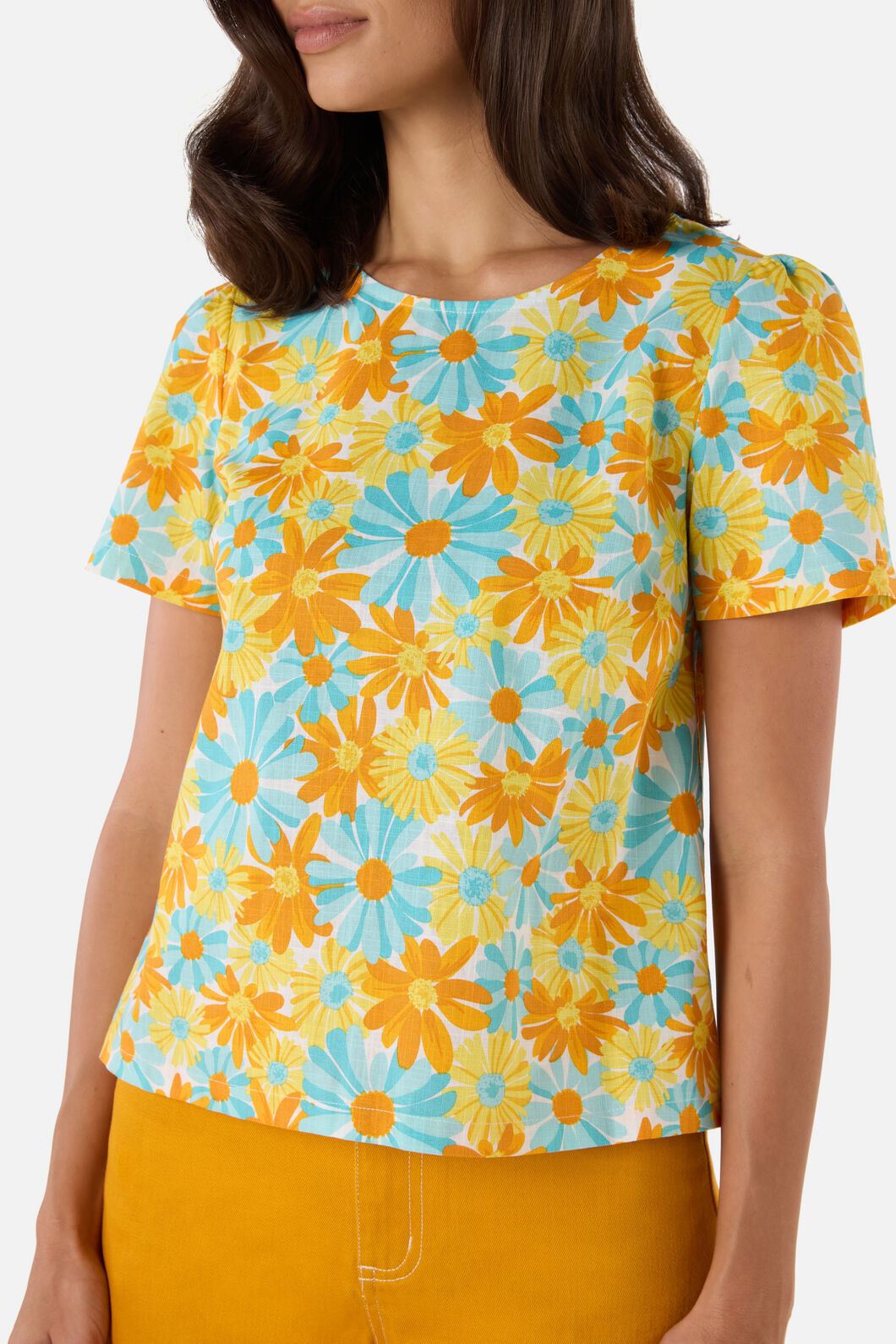 Princess Highway - Vintage Daisy Short Sleeve Top - blue