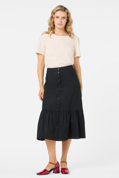 Princess Highway - Jolie Button Front Midi Skirt - black