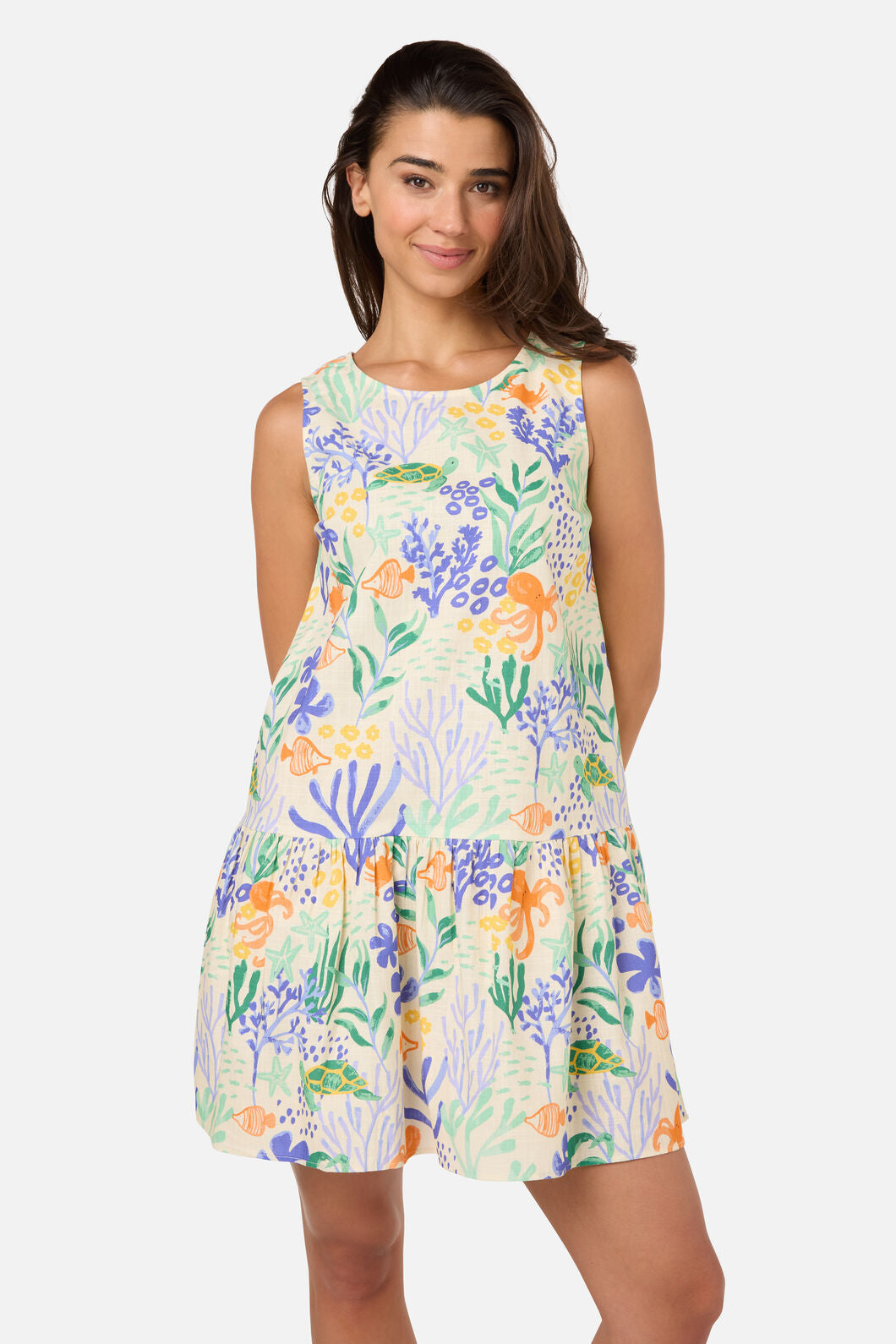 Princess Highway - Coral Reef Mini Beach Dress - cream