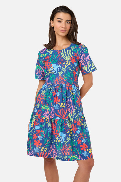 Princess Highway - Coral Reef Smock Dress - blue