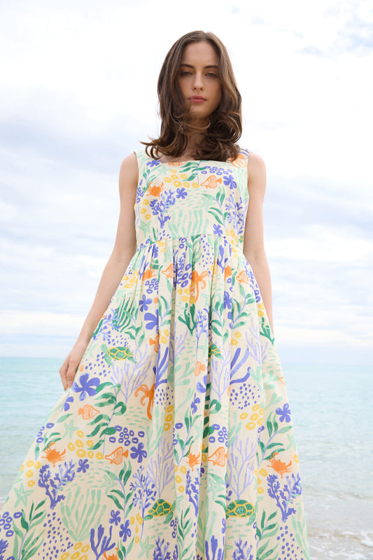 Princess Highway - Coral Reef Midi Dress - cream