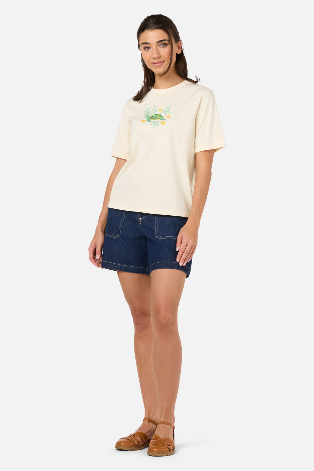 Princess Highway - Cute Turtle Relaxed Tee - cream