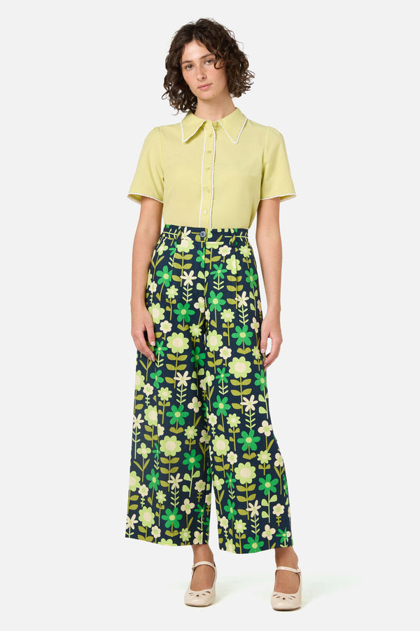 Princess Highway - Lucy Retro Short Sleeve Blouse - green