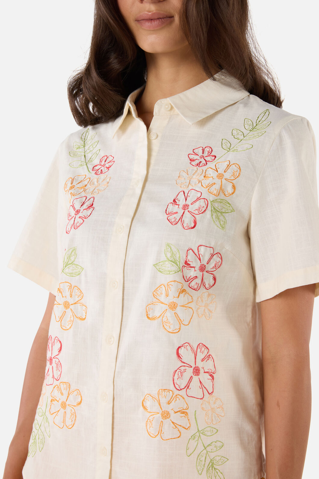 Princess Highway - Alexa Flower Embroidered Shirt - cream